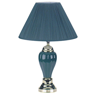 Teal Blue and Gold Ceramic Urn Table Lamp